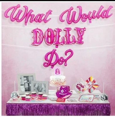 Dolly Parton What Would Dolly Do? Pink Air Fill Balloon Banner - Image 1 of 3