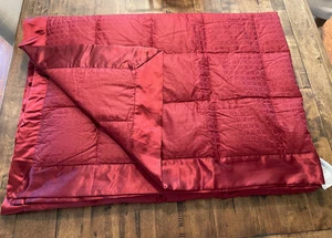 Northern Nights QVC Cotton Satin Trim Lightweight Down Blanket Red TWIN - Picture 1 of 9