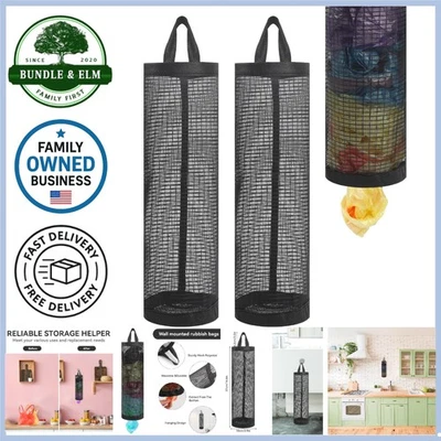 Paquete de 2 dispensadores de almacenamiento colgantes de malla para bolsas de plástico organizadores para comestibles Foto 1 de 4