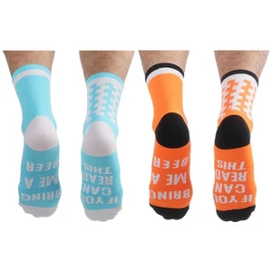 2Pairs Pro Cycling Socks Road Bicycle Riding Bike Sports Ankle Socks Blue Orange - Picture 1 of 7