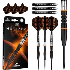 Mission | Horizon | Steel Tip Darts | 95% Tungsten | Black PVD & Orange | - Picture 1 of 7