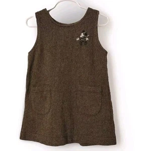 Vintage Disney Donaldson Mickey Mouse Size 4 Embroidered Wool Tweed Dress Girls - Picture 1 of 9