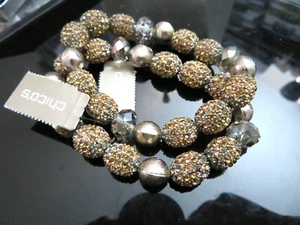 2 CHICOS "ESTELLA" GOLD STRETCH BRACELETS - Picture 1 of 2