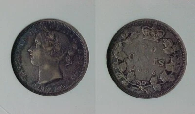 1858 Canadian Twenty Cent Piece ANACS Certified Extremely Fine 45 XF Details - Image 1 of 2