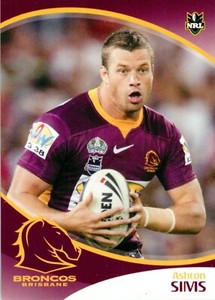 2009 Brisbane Broncos NRL Daily Telegraph Card - Ashton Sims