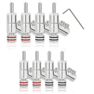8Pc Hi-End Rhodium Plated LOCK Hifi Speaker Cable Banana Plug CONNECTOR - Picture 1 of 14