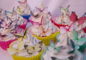 Butterfly Cupcake Toppers 45pc Mixed Species Edible Baby Shower Lolly Bag Favour - Picture 1 of 12