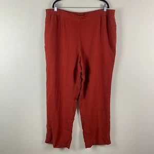 J. Jill Linen Straight Leg Pants Size 2X Red Pull On Pockets Full Length - Picture 1 of 10
