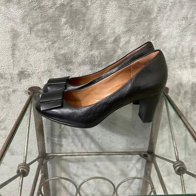 Clarks Artisan classic Black Leather heels pumps w bow Women’s 10 office career - Image 1 of 4