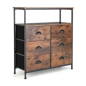 Costway Chest of Drawer 31.5" x 35.5" x 12" 6-Soft Closing Storage Brown Finish - Picture 1 of 10