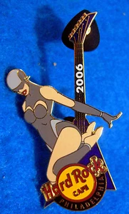 PHILADELPHIA CHROME CLUB SERIES MASKED BODY SUIT GIRL GUITAR Hard Rock Cafe PIN - Picture 1 of 1