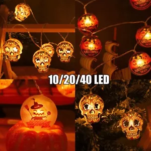 Halloween String Fairy LED Lights Curtain Party Decor Hanging Prop Lamp Skull - Picture 1 of 19