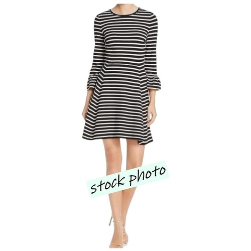 Abito da strada Kate Spade Broome PICCOLO nero bianco a righe aderente e svasato preppy