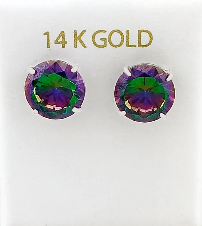 PENDIENTES TOPACIO MÍSTICO 8,46 Cts PIEDRAS PRECIOSAS ORO BLANCO 14K **Nuevos con etiqueta ** Foto 1 de 4