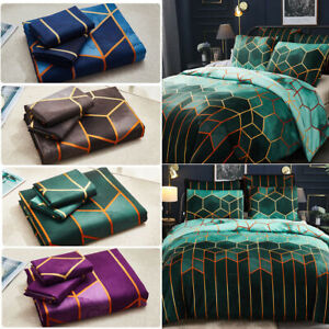 Reversible Duvet Quilt Cover Bedding Set Double King Super King Size &Pillowcase