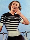 1950s Graduated Stripe Summer 1/2 Sleeve Crop Penelope Knitting Pattern K1388