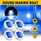 4X Round Marine Boat LED Courtesy Lights Cabin Deck Stern Navigatioin Light Blue