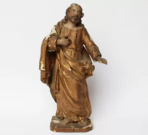 Holz Skulptur Figur 18. Jh. Linde handgeschnitzt gefasst Jesus Christus 32 cm - Bild 1 von 5