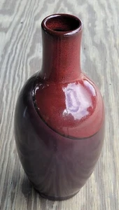 VINTAGE HOSLEY TM KERAMIK BRAUN & WEINROT MID CENTURY MODERN VASE 14,5 ZOLL - Bild 1 von 8