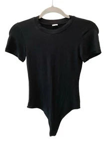 Aritzia Wilfred Free Black Short Sleeve One Piece Bodysuit Thong XS - Picture 1 of 5