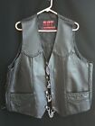 Hot Leathers Mens Black Leather Motorcycle Vest Harley Davidson Soft Tail Sz 50 