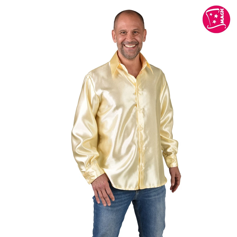 Camisa estilo años 70, cuello grande, satén - champán Foto 1 de 1