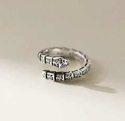 Ring -  Schlangen 925 Silber-Design mit detailreicher Gravur, verstellbar 54-63 - Bild 1 von 4