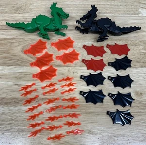 Lego Classic Green & Black Dragon Minifigure Neon Orange Red Wings Flames Lot - Picture 1 of 13