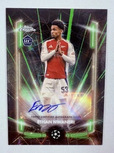 Ethan Nwaneri 2024-25 Topps Cromo UEFA UCC Negro Lazer Verde RC Automático #/99 SSP - Imagen 1 de 2