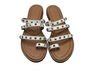 Women’s Crevo White Leather Polly Studded Strappy Slip-On Sandals: 6.5 - Picture 1 of 8