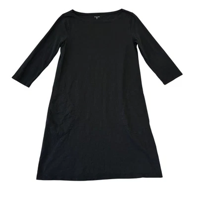 Vestido recto de algodón tejido granate Hill cuello barco manga 3/4 talla 8 negro informal Foto 1 de 4