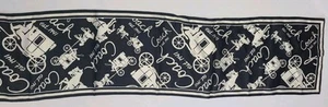 Coach Script Oblong Carriage Black Logo 100% Silk Scarf Rectangle 58 X 11 - Picture 1 of 7