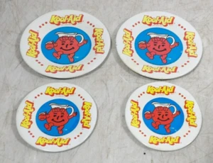 Vintage 1983 Kool-Aid Man Soft Drink 2 Sets Small Tin Metal "Tea" Plates Saucers - Picture 1 of 4
