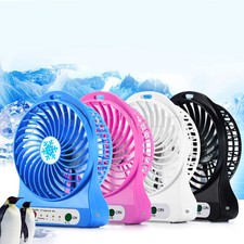 Portable-Rechargeable LED Light Fan Air Cooler Mini Desk USB Fan +18650 Battery
