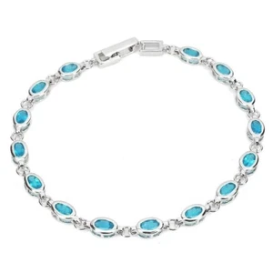 Silver Bracelet Apatite Genuine Natural Mined Gems Solid Sterling 7 Inch - Picture 1 of 24