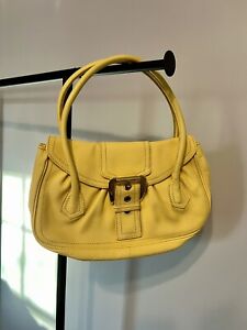 CELINE Logo vintage Shoulder Bag Hand Bag large leather yellow Women