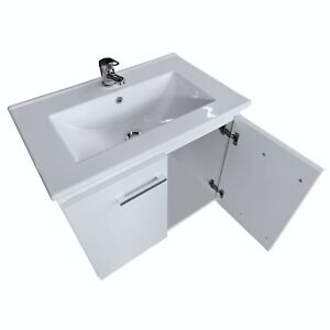 Schöner Badchrank mit Waschbecken Weiß 60 Badmöbel Hängeschrank Unterschrank
