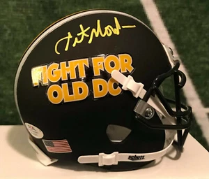 Art Monk Custom Fight For Old DC Flat Black Mini Helmet Redskins Legend 2 COAs - Picture 1 of 4
