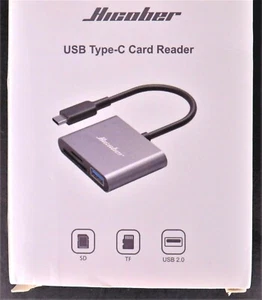USB Type-C Card Reader, Hicober 1 SD Slot, 1 Micro SD Slot,1 USB 2.0 Type-A Port - Picture 1 of 3