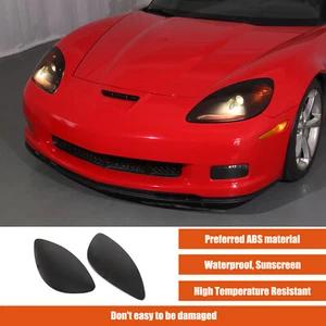 Transparent Gray Smoked Front Headlight Blackout Trim For Corvette C6 2005-2013 - Picture 1 of 24