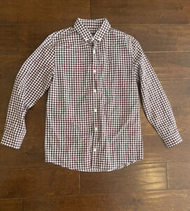 Vineyard Vines  Maroon & White Checked, Long Sleeve Shirt, Size M (12-14), EUC