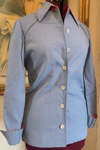Vtg 60s 70s Dagger Collar Mens Button Up Disco Denim Polkadot The Kollection LTD - Picture 1 of 14