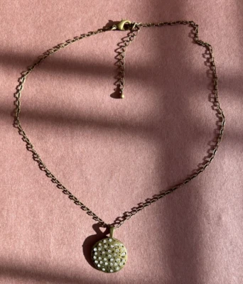 Jewel Kade Bronze Tone Necklace With Circular Clear Rhinestone Pendant 16" - Image 1 of 4