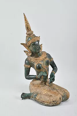 H92W40- Große Bronze Figur Sitzende Tempelwächterin • 18.50€