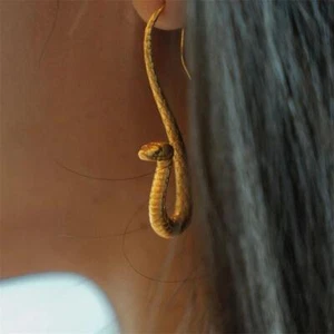 Punk Golden Color Vivid Snake Earrings Exaggerate Personality Fashion Animal Ear - Picture 1 of 24