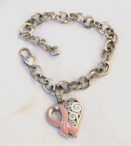 Brighton Power of Pink Ribbon Heart Charm Breast Cancer Bracelet - Picture 1 of 3
