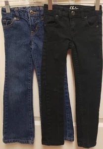 LOT of 2 Girls Crazy 8 Denim Jeans-Blue Bootcut & Black Skinny (Size 5 Slim) - Picture 1 of 7