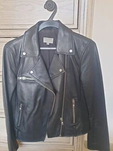 Witchery Genuine Leather Biker Jacket Size 10 - Picture 1 of 11
