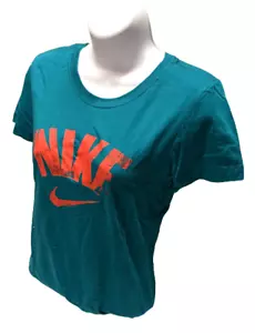 Nike Women's Dri-Fit "Nike" Teal Shirt Short Sleeve T-Shirt - Picture 1 of 3