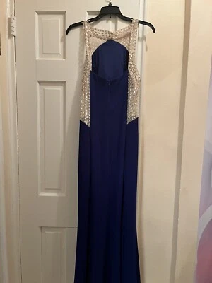 Vestido Decode 1.8 Paisley Azul Marino Estrás Embellecido Talla 8 Foto 1 de 4